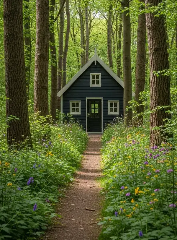 boshuisje aan grote bomen laan