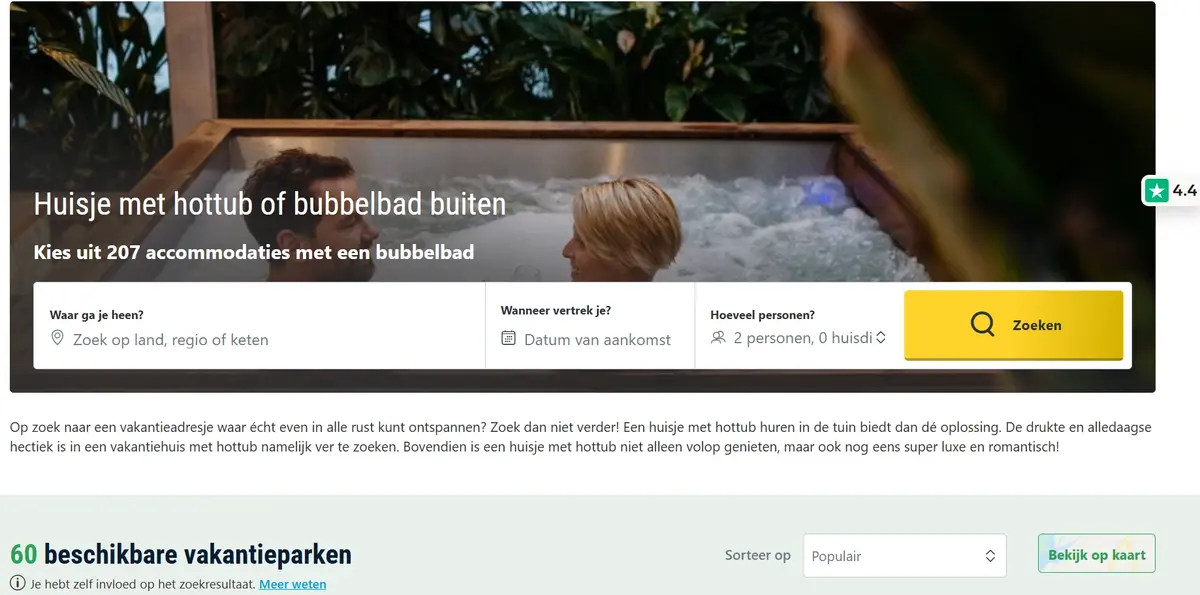 Bungalowspecials website met huisje met jacuzzi goedkoop huren aanbiedingen