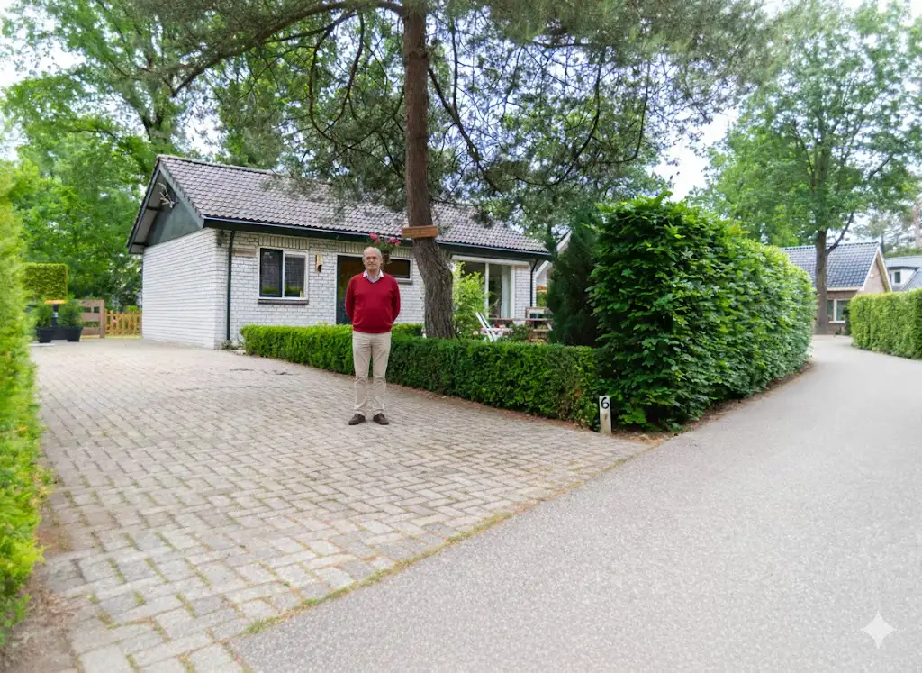 Joop bij het huis in Otterlo